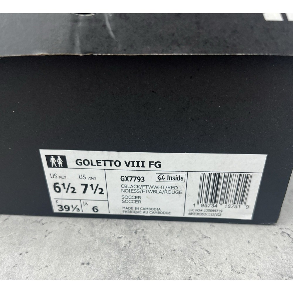 Adidas Goletto VIII FG Black White Red Outdoor Soccer Cleats Worn Once - Picture 5 of 5